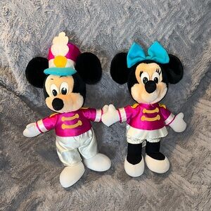 Disneyland Mickey & Minnie Mouse Drum Major Vintage 20th Anniversary Plush Set